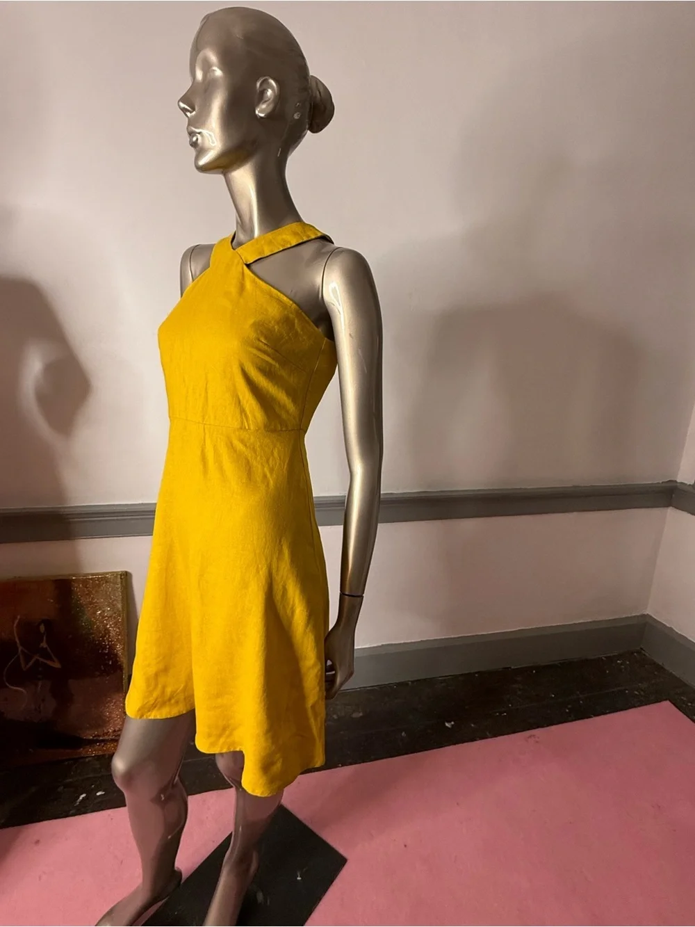 Women's Ann Taylor Factory Yellow Halter Mini Dress Size 2